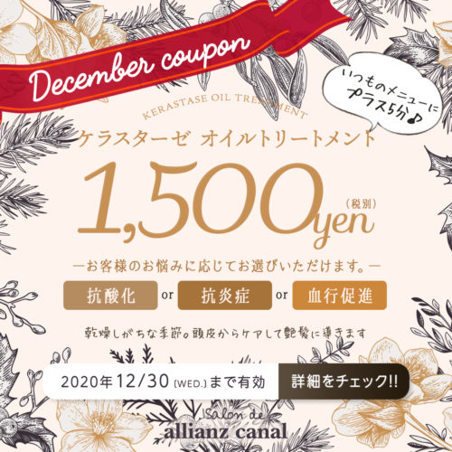 【12月限定メニュー】オイルトリートメント ¥1,500(税別) イメージ