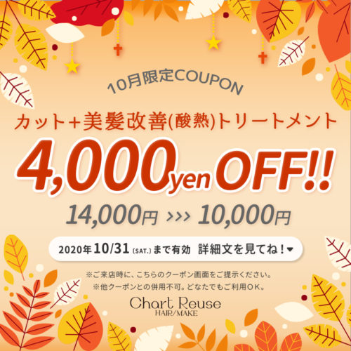 【10月限定クーポン】カット+美髪(酸熱)トリートメント ¥14,000→¥10,000 イメージ