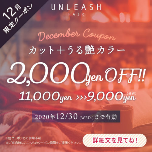 【12月限定クーポン】カット+うる艶カラー 通常価格¥11,000→¥9,000(税別) イメージ