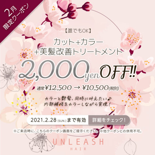 2月限定クーポン 冬特有の髪の傷みにgood 美髪改善トリートメントのセットメニュー 福山市東深津町の美容室アンリッシュ ヘアー